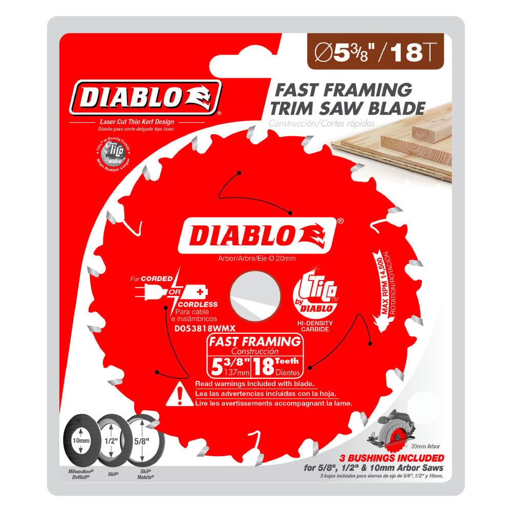 Diablo Tools 5-3/8 inch x 18 Tooth ATB Fast Framing Circular Saw Blade with 20mm Arbor, large image number 4