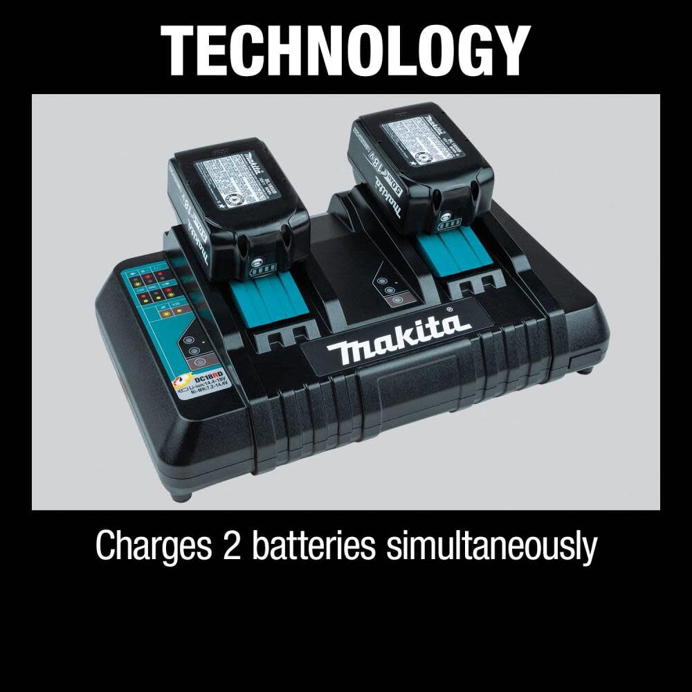 Makita 18 Volt LXT Lithium Ion 5.0 Battery and Dual Port Charger Starter Pack