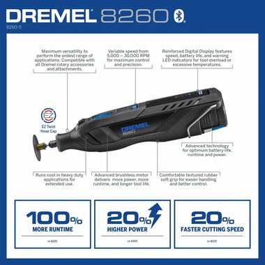 jern en lille Kriminel Dremel 12V Cordless Brushless Smart Rotary Tool Kit 8260-5 from Dremel -  Acme Tools