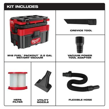 Milwaukee M18 FUEL PACKOUT 2.5 Gallon Wet/Dry Vacuum (Bare Tool), large image number 1
