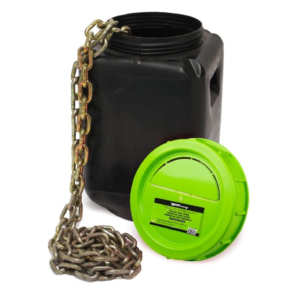 Forney Industries Bucket of Chain, Grade 70 (G70), Yellow Zinc, 5/16 Inch x 92 Ft. (DOT Approved Tow Chain) – 70403