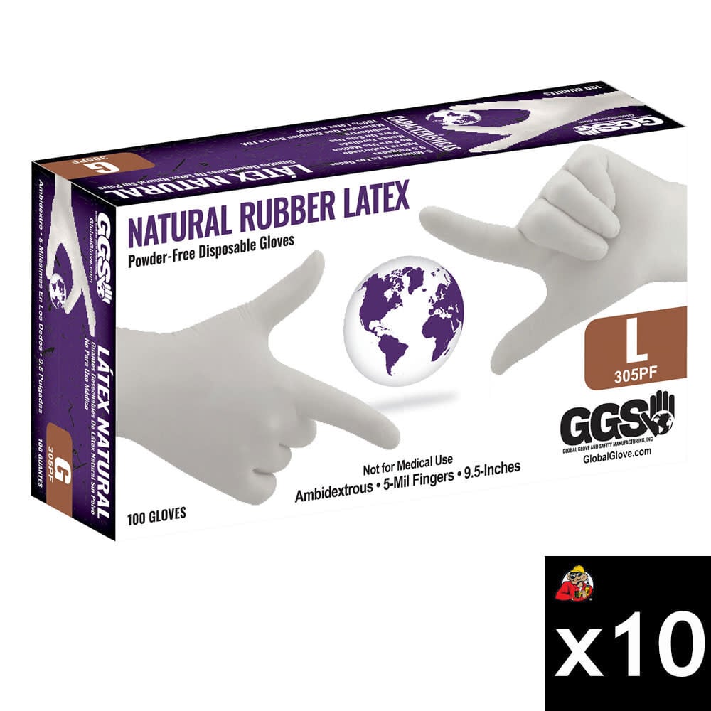 Global Glove Powder-Free Industrial Natural Disposable Gloves, Large, 100 Pieces, 10 Boxes, Case Size Large – ATB000011496