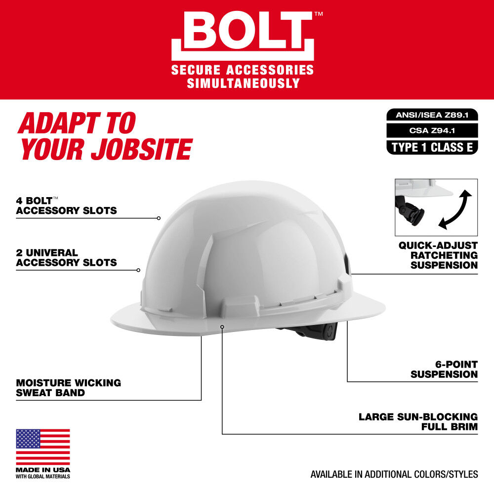 Milwaukee Blue Full Brim Hard Hat with 6pt Ratcheting Suspension Type 1 Class E, large image number 7