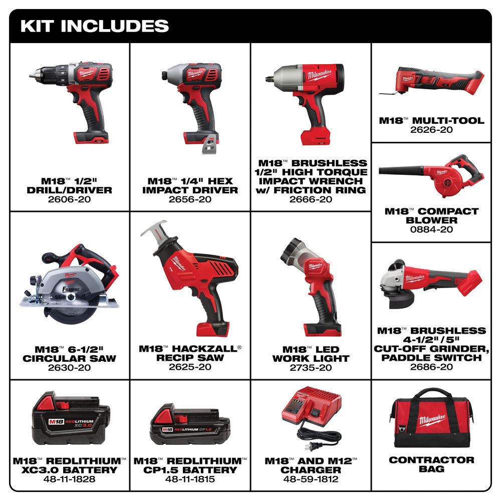 Milwaukee M18 9 Tool Combo Kit, large image number 2