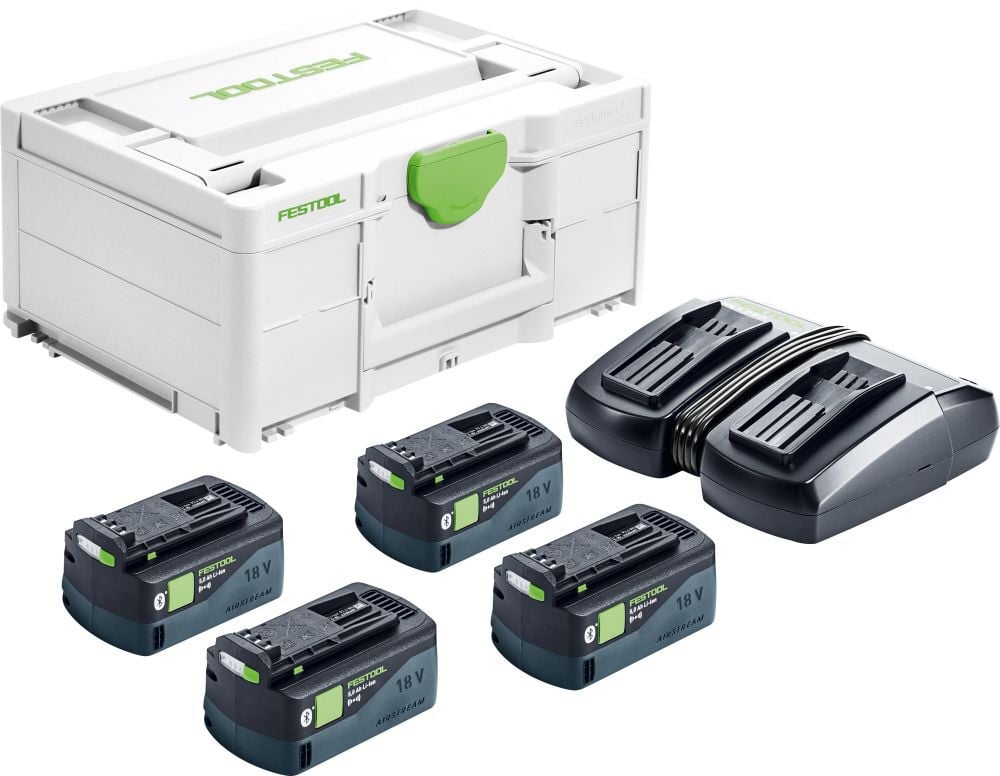 Festool 18V 5Ah Lithium Ion Power Tool Battery Pack with Fuel Indicator Energy Set (4 Pack) – 578201
