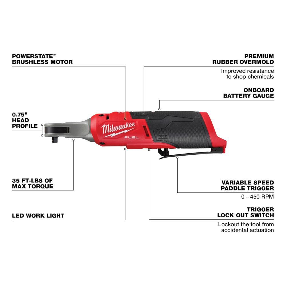 Milwaukee M12 FUEL 1/4inch High Speed Ratchet (Bare Tool), large image number 3