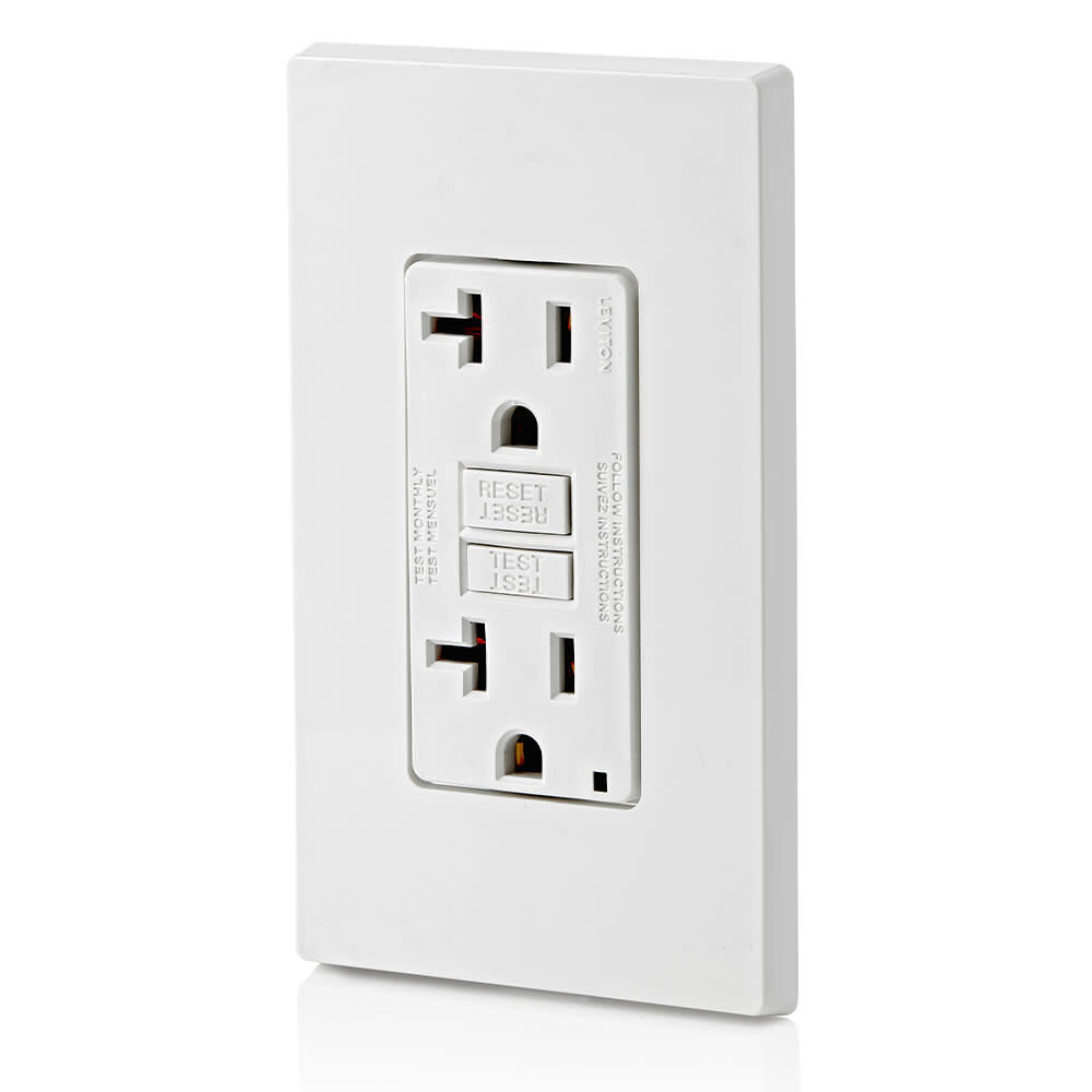 Leviton SmartlockPro GFCI Outlet 20A 125V 5-20R White Duplex, large image number 2