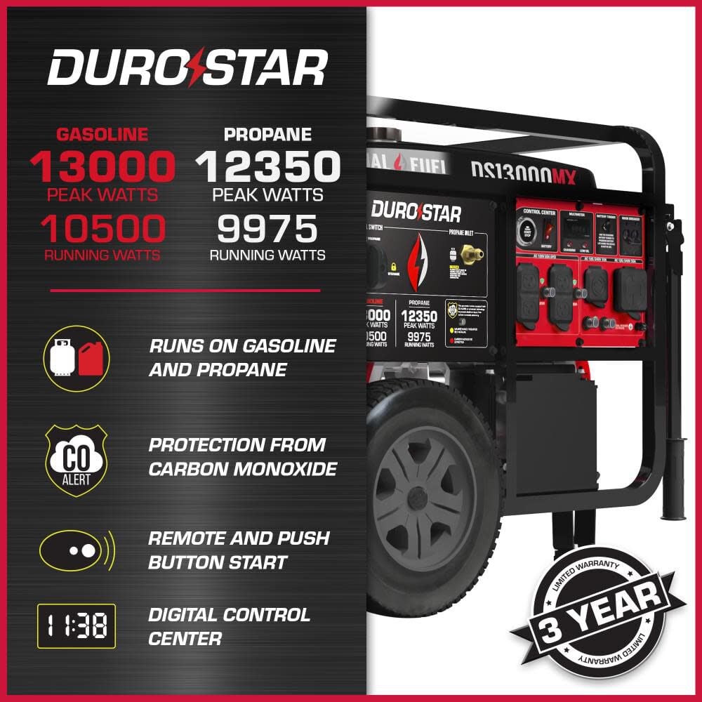 Duromax 13000 Watt Dual Fuel 49 State Portable Generator with CO Alert, large image number 2