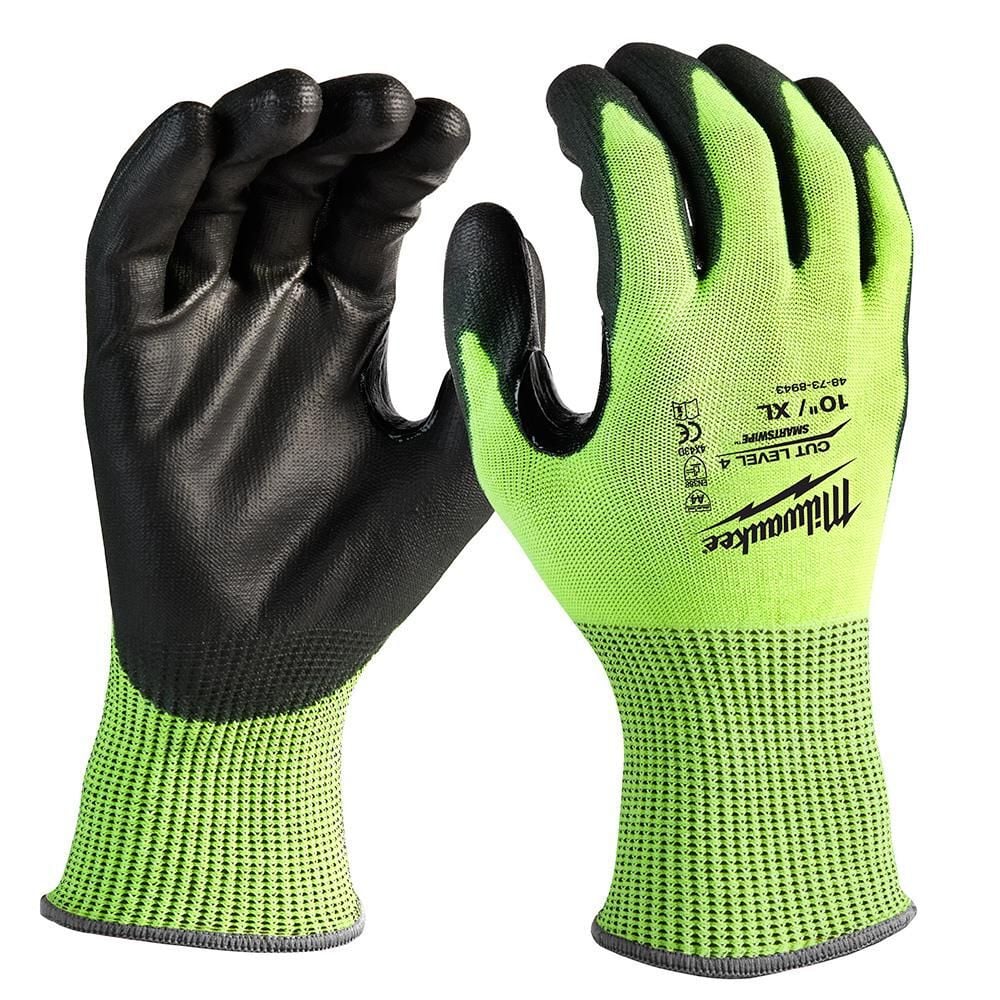 Milwaukee High Visibility Cut Level 4 Polyurethane Dipped - Size XL - 48-73-8943