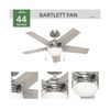 Hunter Fan Barlett Ceiling Fan 44in Brushed Nickel Light Gray Oak, small image number 3
