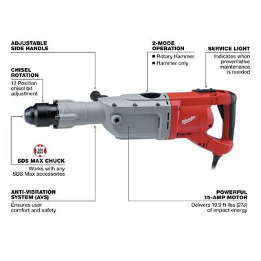 Milwaukee 2 in. SDS Max Rotary Hammer, large image number 2