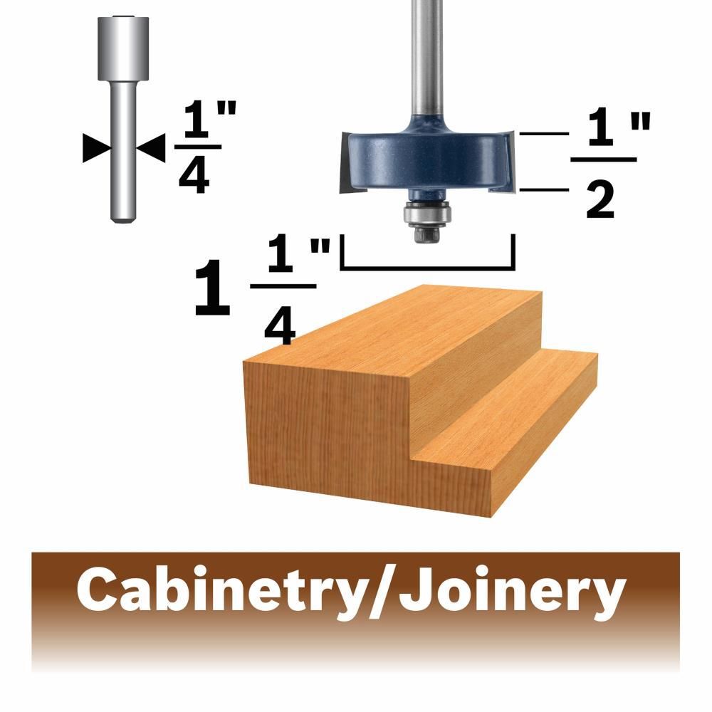 Bosch 3/8in x 1/2in Carbide Tipped Rabbeting Router Bit, large image number 1