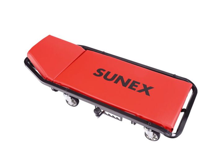 Sunex Deluxe Creeper with Adjustable Headrest Red & Black