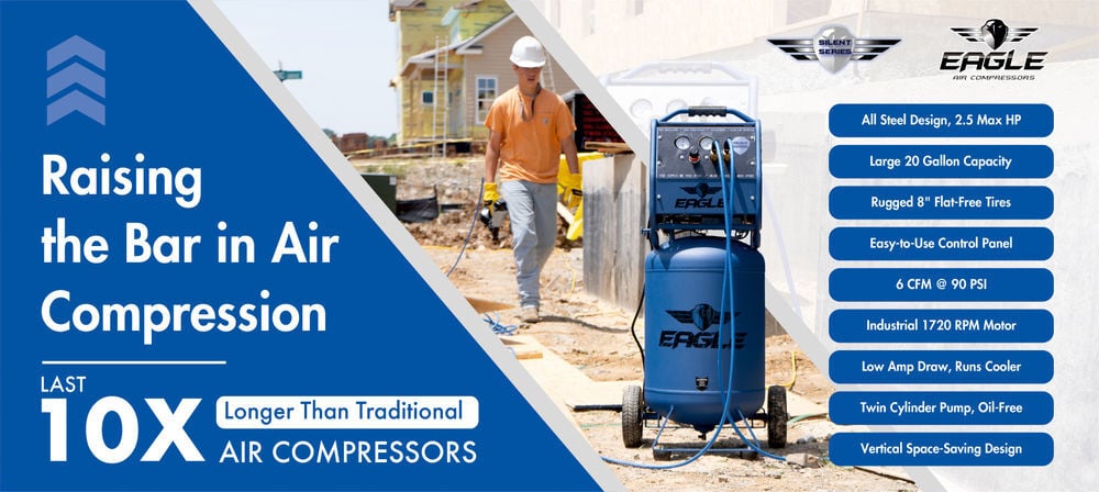 Eagle Compressor Silent Series 20 Gallon Electric Portable Air Compressor, large image number 10
