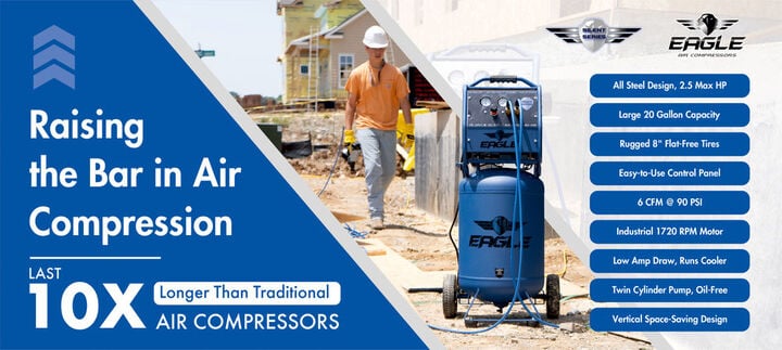Eagle Compressor Silent Series 20 Gallon Electric Portable Air Compressor, large image number 9