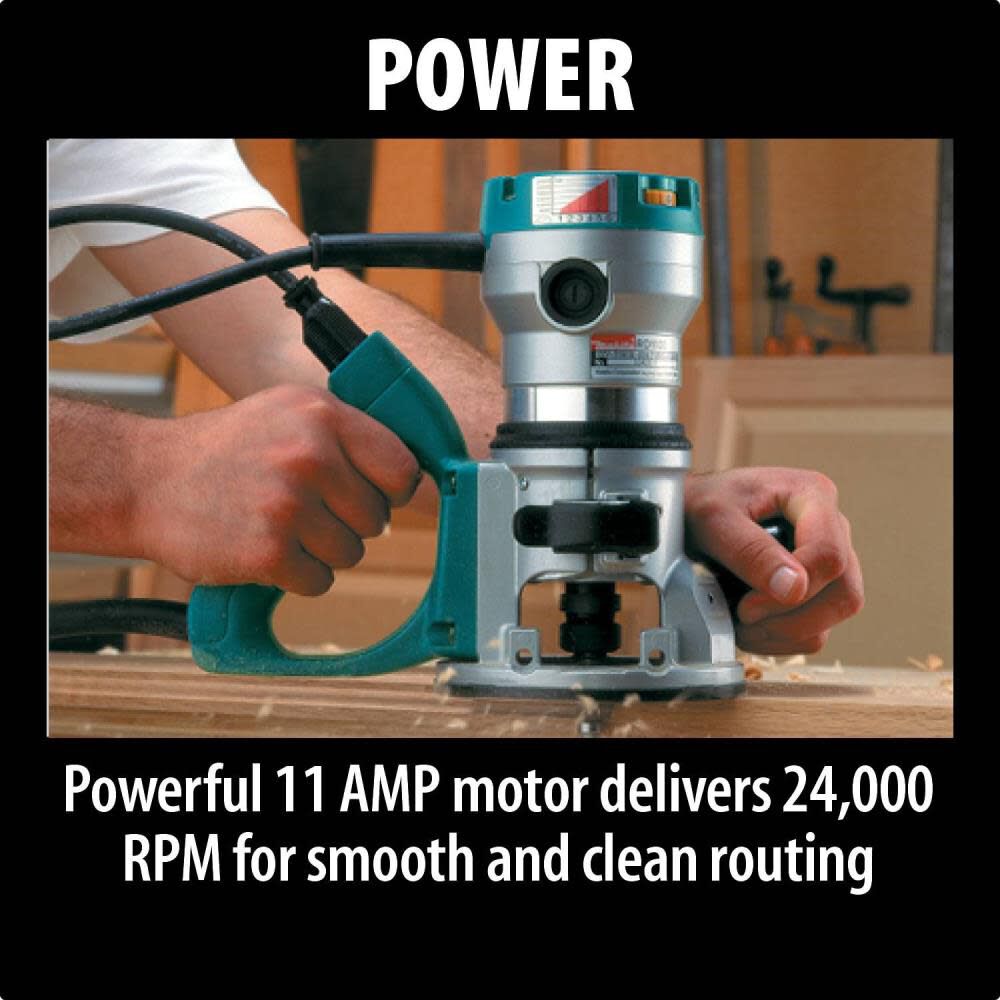 Makita Router 11 Amp 2 1 4 HP Motor with 1 2in and 1 4in Collets RF1101 Acme Tools