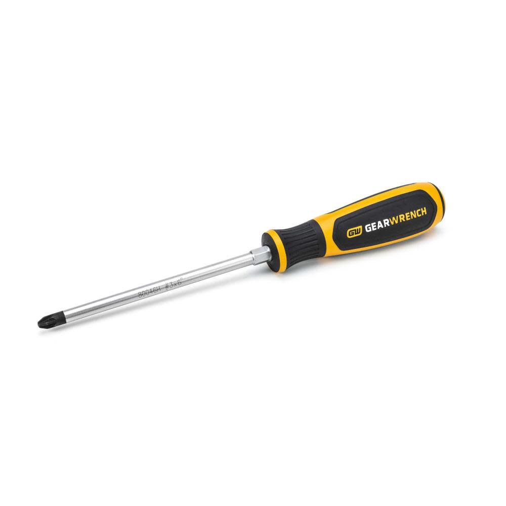 GEARWRENCH #3 x 6inch Pozidriv Dual Material Screwdriver, large image number 1
