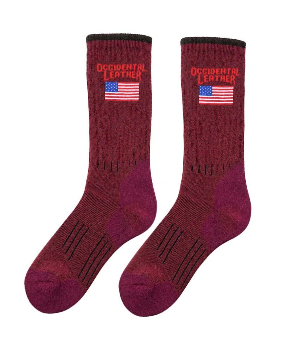 Occidental Leather Mid-Calf Oxy Flag Wool Socks Burgundy Unisex Fits Sizes 8-13, large image number 1