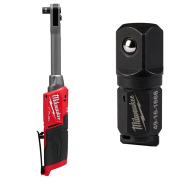 Milwaukee M12 Extended Reach Box Ratchet (Bare Tool) and 1/2 Inch Anvil Adapter Bundle