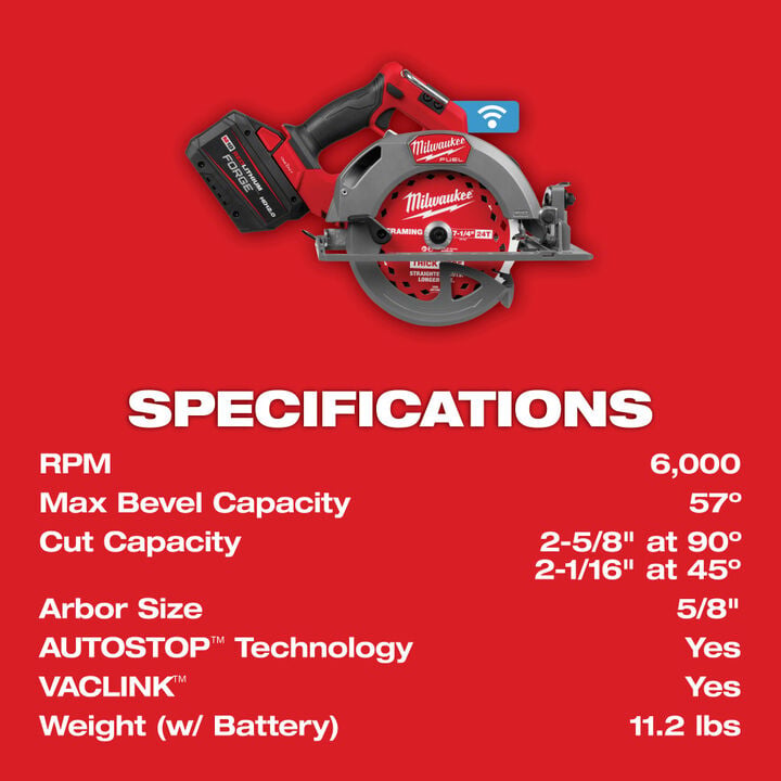 Milwaukee M18 FUEL 7-1/4 Inch Circular Saw with ONE-KEY Kit, large image number 6