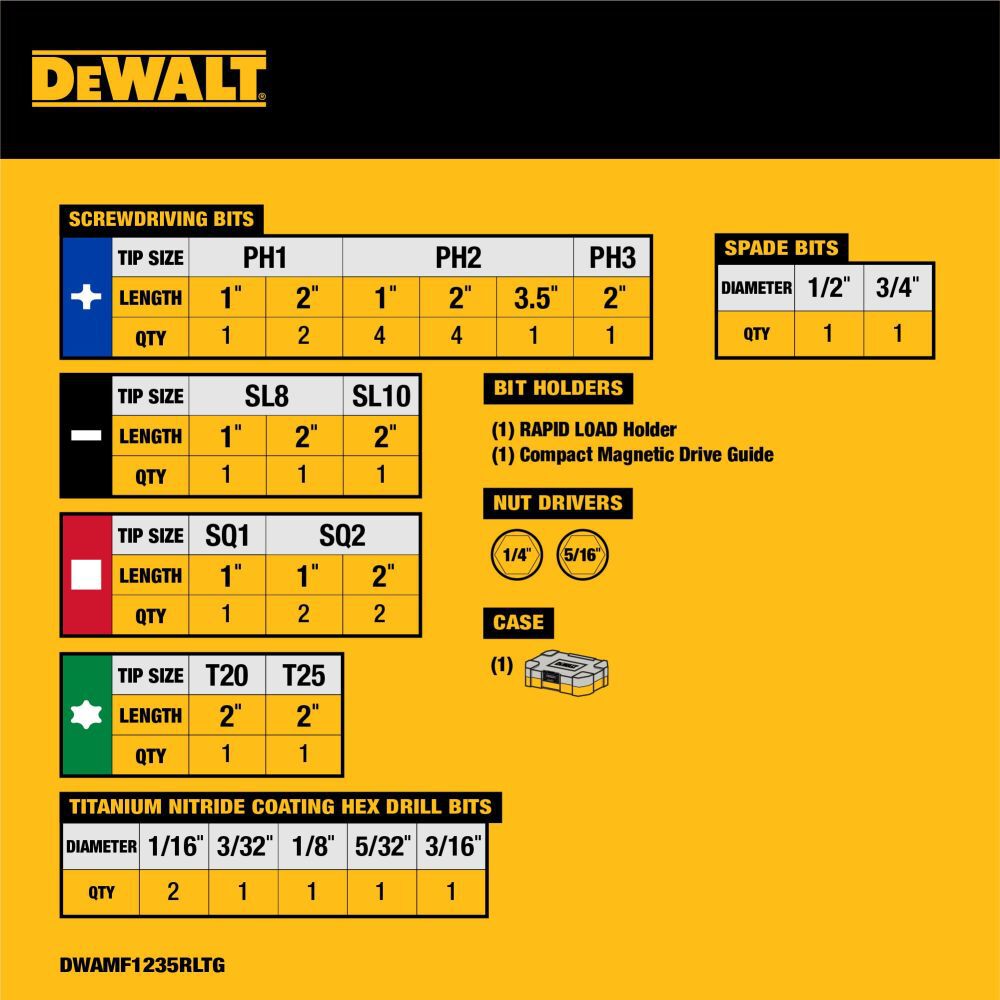 DEWALT Rapid Load Accessory Sets With Toughcase+, 35 Pieces, large image number 2