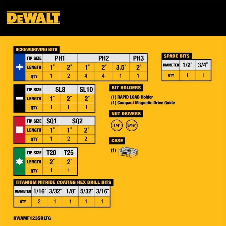 DEWALT Rapid Load Accessory Sets With Toughcase+, 35 Pieces, large image number 1