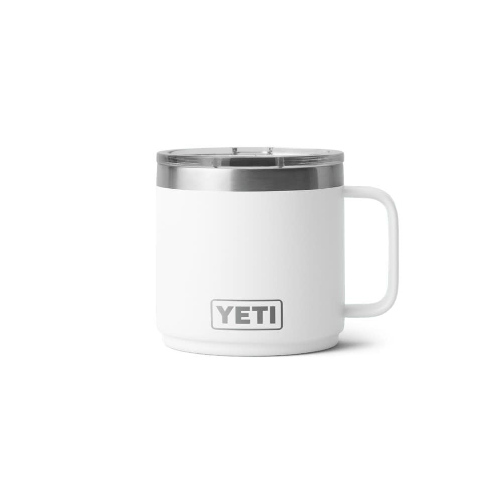 YETI Rambler 14 Oz Stackable Mug with Durasip Ceramic Lining, White – 21071507363