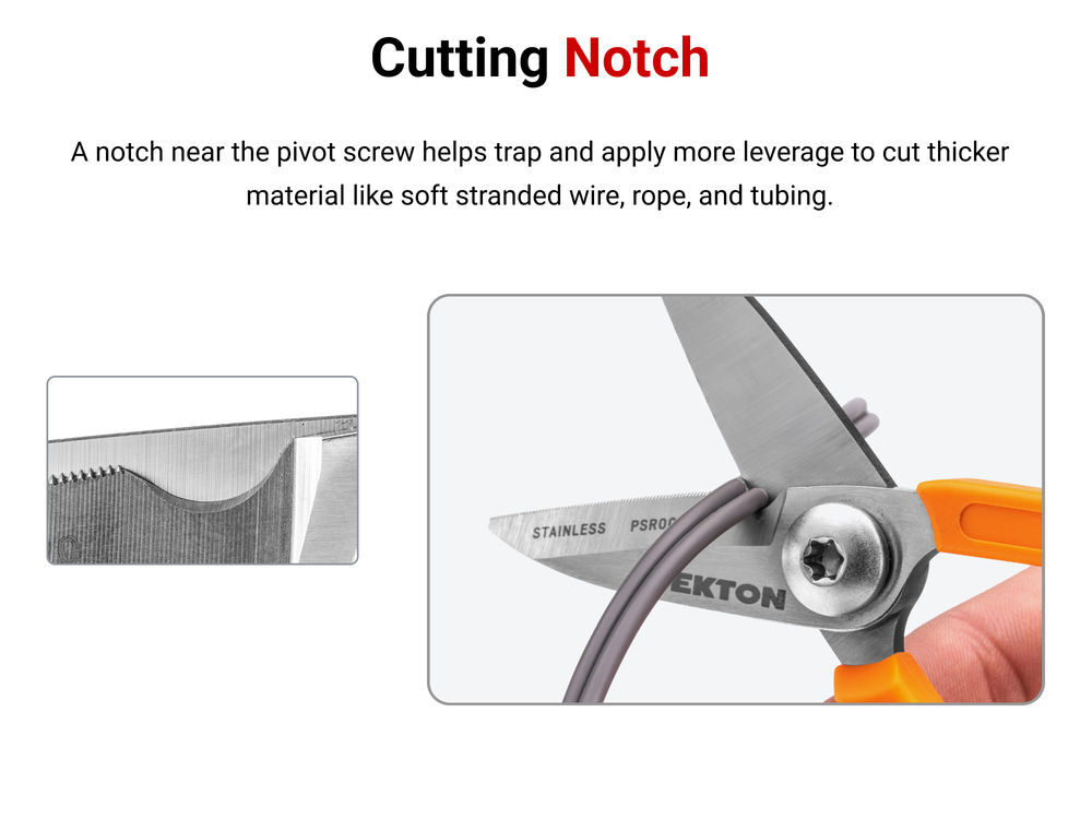 Tekton 5-1/2 Inch Compact Shop Scissors with Cutting Notch, large image number 3
