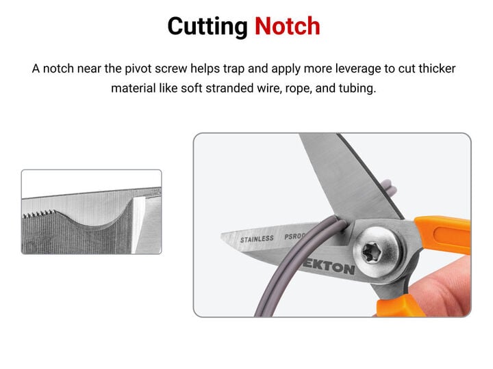 Tekton 5-1/2 Inch Compact Shop Scissors with Cutting Notch, large image number 2