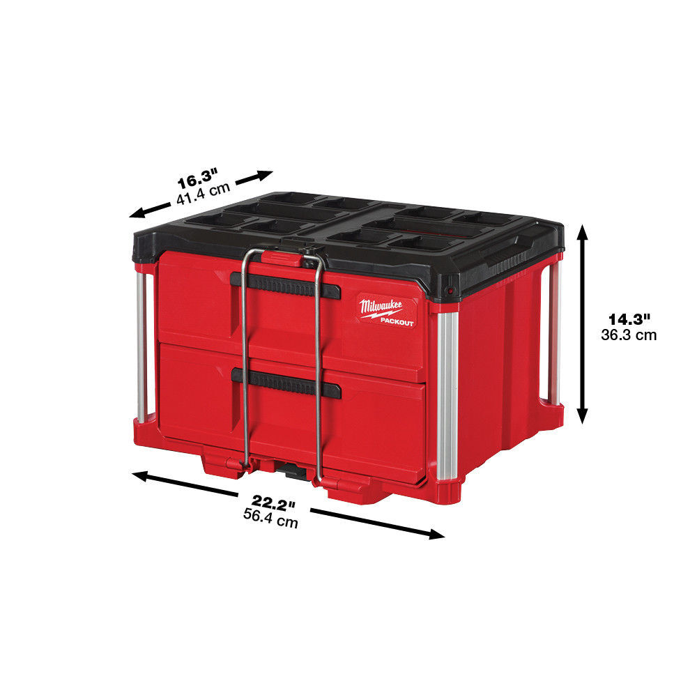 Milwaukee PACKOUT Single Rolling Tool Box, 2 Drawer Tool Box, and Medium Tool Box 3pc Bundle, large image number 6