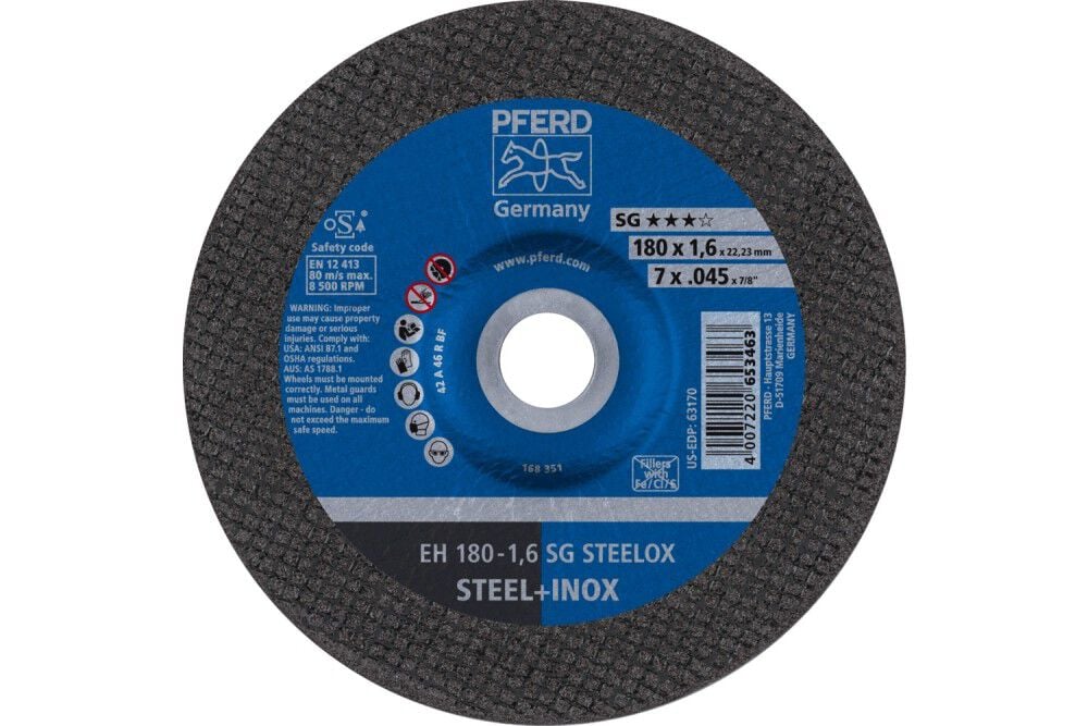 Pferd Cut-Off Wheel, 7 Inch x .045 x 7/8, SG STEELOX, T27, Aluminum oxide, large image number 1