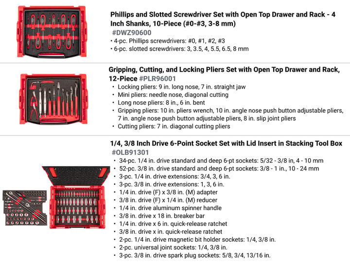 Tekton 1/4, 3/8 6-pt Skt and Ratchet, Screwdriver, Pliers Set, 127-pc., large image number 1