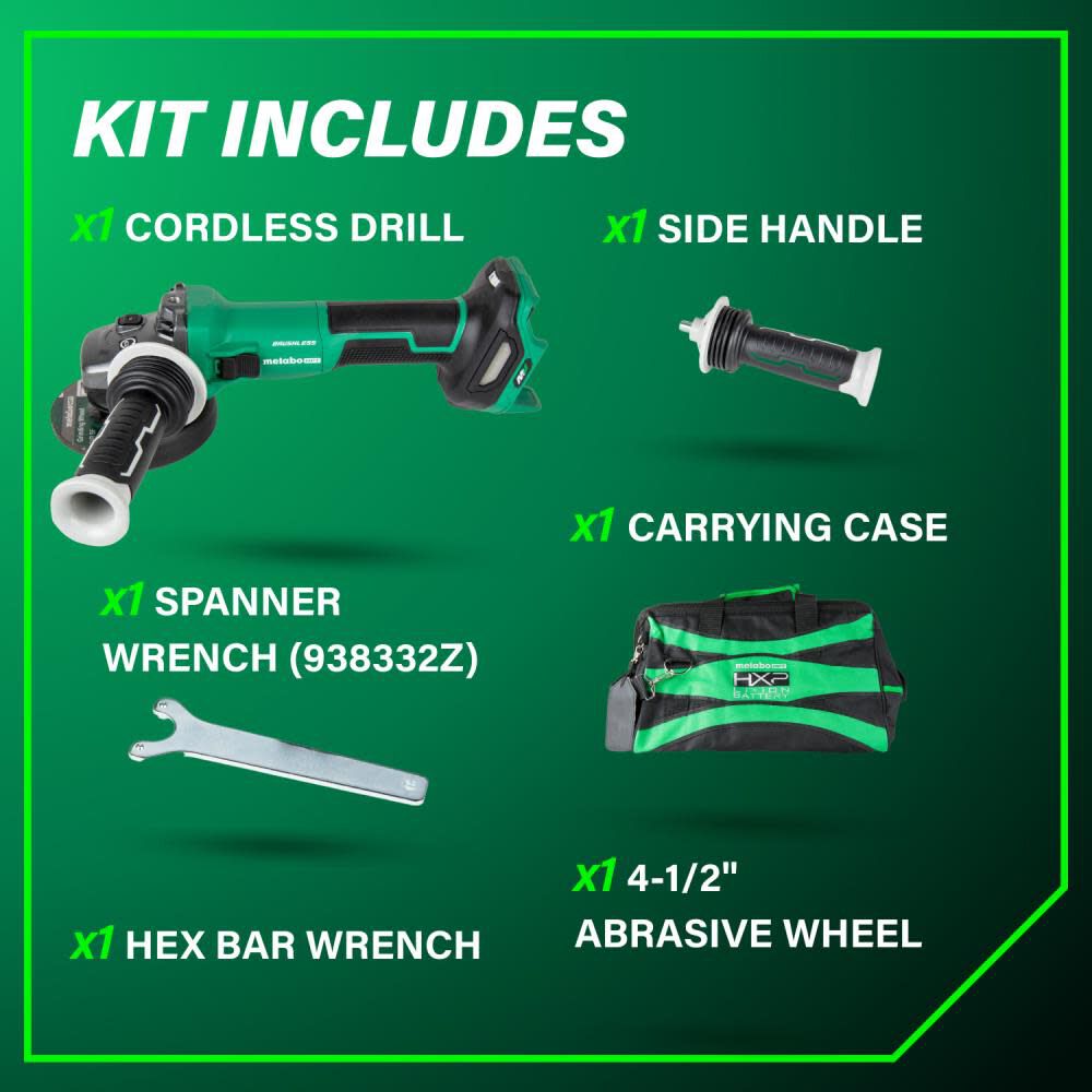 Metabo HPT 36V MultiVolt 4-1/2 Inch Disc Angle Grinder