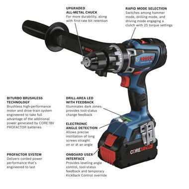 Bosch PROFACTOR 18V Connected Ready 1/2in Hammer Drill/Driver Kit, large image number 1