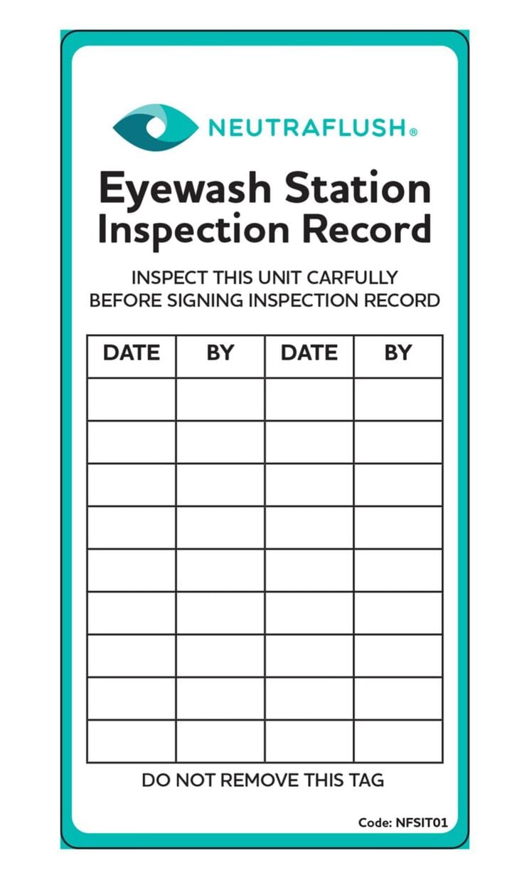 Aero Healthcare Neutraflush Eyewash Station Inspection Label