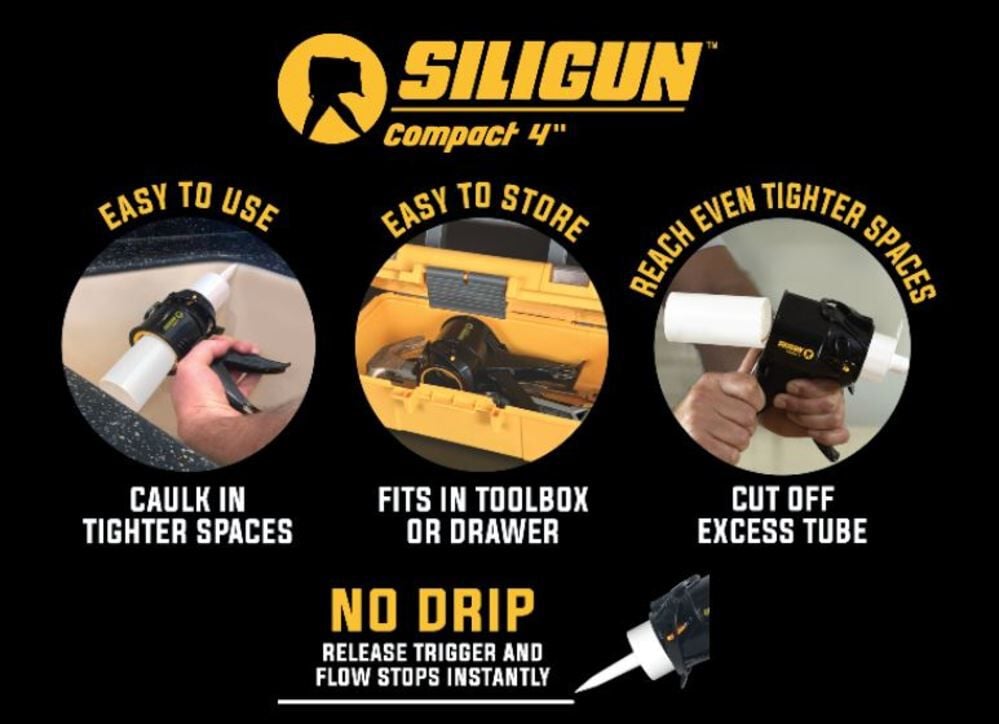Siligun 4 Inch Compact Heavy-Duty Anti-Drip Caulk Gun for 10 Oz Tubes, large image number 4