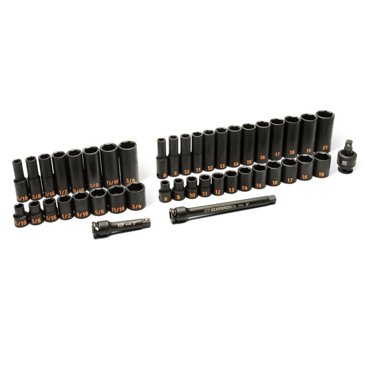 GEARWRENCH 3/8 Inch Dr 6 Point STD/DP Impact SAE/Metric Hi-Viz Socket Set 44 Pieces, large image number 0