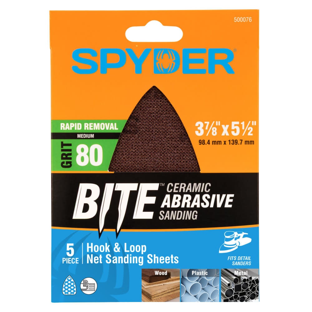 Spyder Detail Sander, 80 Grit Ceramic Net, 3-7/8 Inch Mouse, 5 Pieces, large image number 1