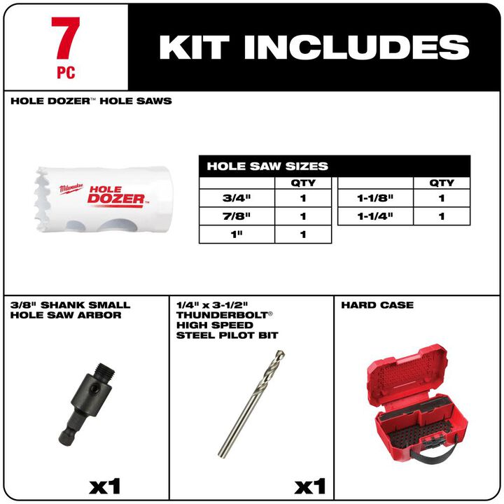 Milwaukee HOLE DOZER Automotive Hole Saw Kit - 7PC, large image number 1