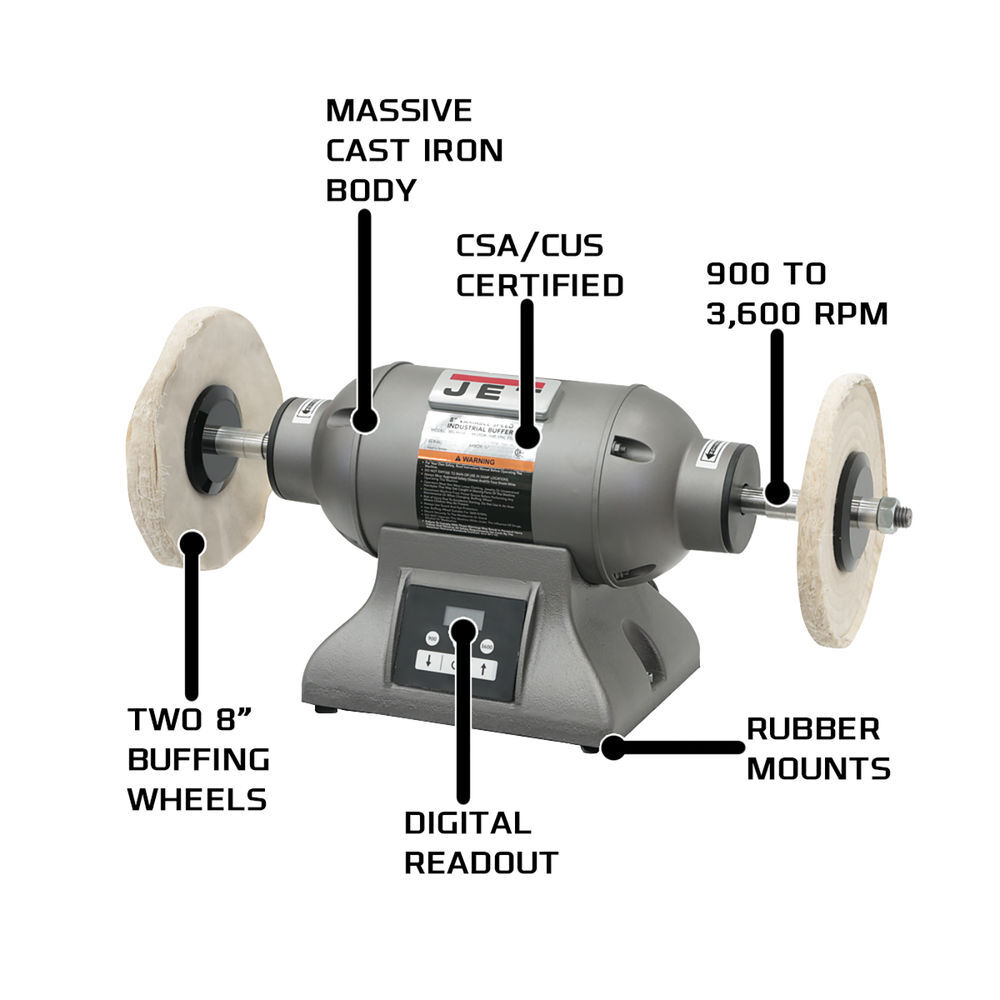 JET IBG-8VSB 8 Inch Variable Speed Industrial Buffer, large image number 3
