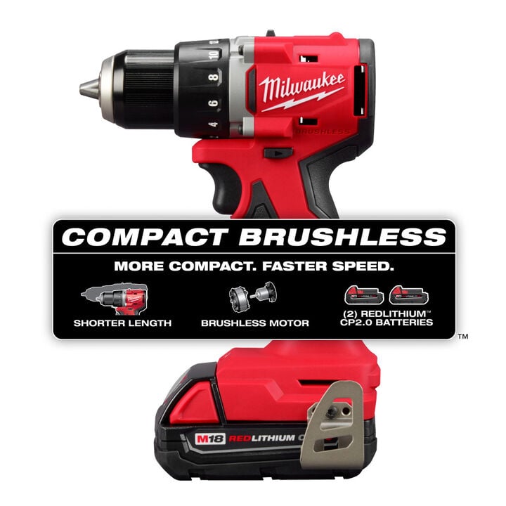 Milwaukee M18 Compact Brushless 1/2 Inch Drill Driver Kit, large image number 1