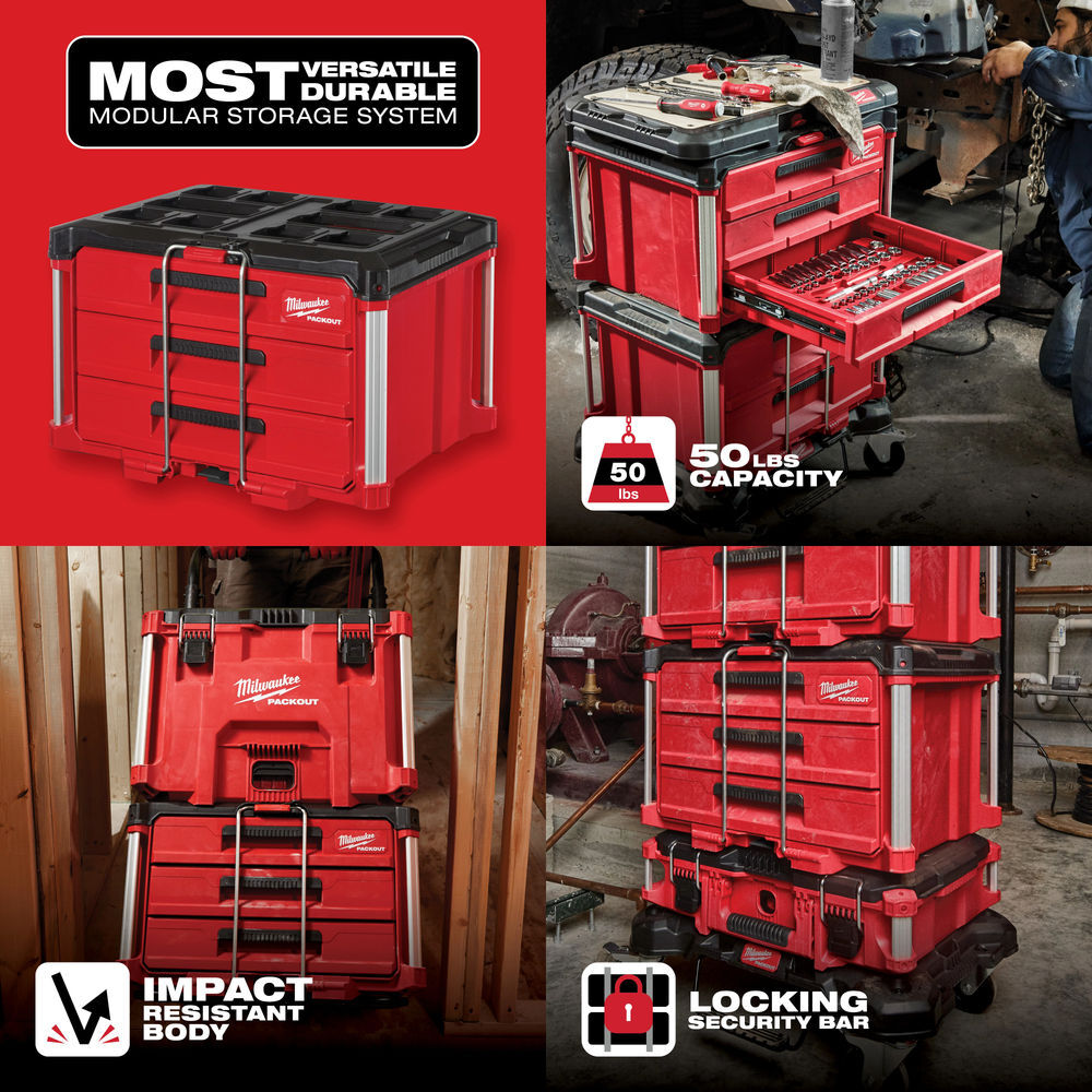 Milwaukee PACKOUT 3-Drawer Tool Box, large image number 6
