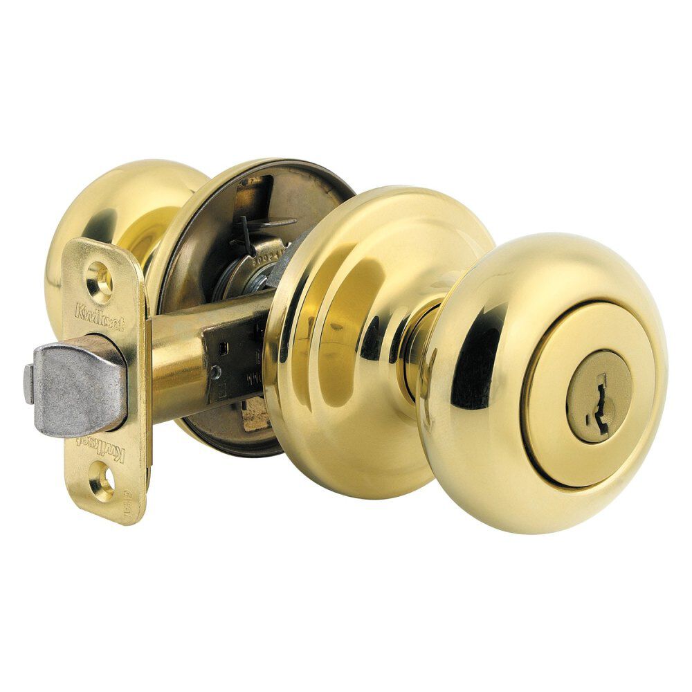 Kwikset Polished Brass Juno Door Knob & Single Cylinder Deadbolt Set, large image number 5