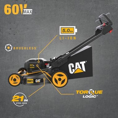 CAT DG671 60V 21in Self-Propelled Brushless Lawn Mower Kit, large image number 1