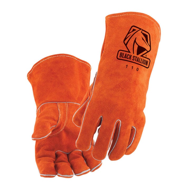 Black Stallion Welding Gloves Orange Split Cowhide Stick XL