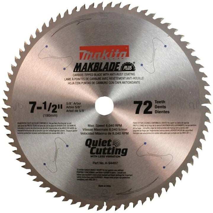 Makita 7-1/2 Inch 72T Carbide-Tipped Miter Saw Blade