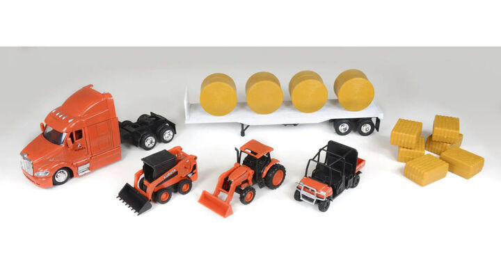 Kubota Miniature Toy Tractors Set with Trailer, Skid Steer, Vehicle, large image number 1
