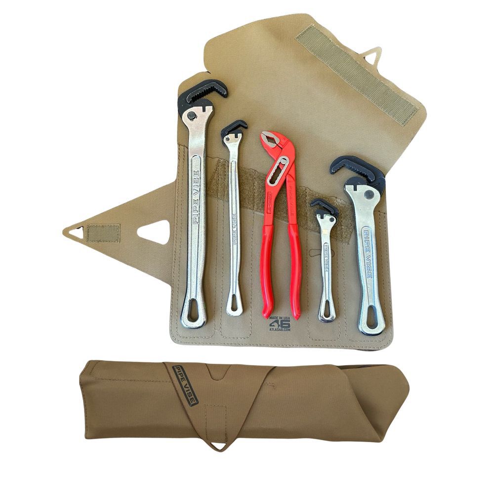 Pipe Vise TR1 Tool Roll Kit with Slim Pipe Wrench and Slim Jaw Plier Tools, large image number 2