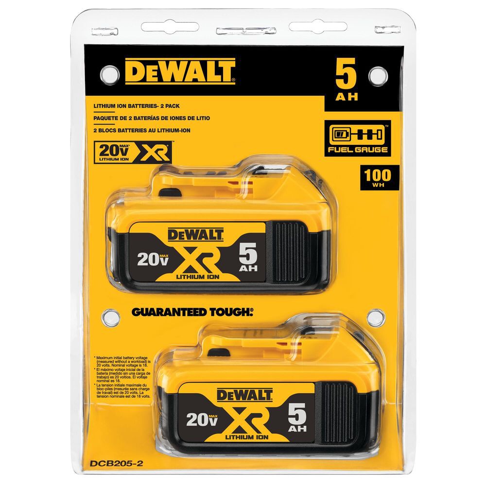 DEWALT 20V MAX 20V 5Ah Lithium Ion Power Tool Battery Pack with Fuel Indicator (2 Pack), large image number 6