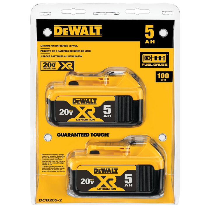 DEWALT 20V MAX 20V 5Ah Lithium Ion Power Tool Battery Pack with Fuel Indicator (2 Pack), large image number 5